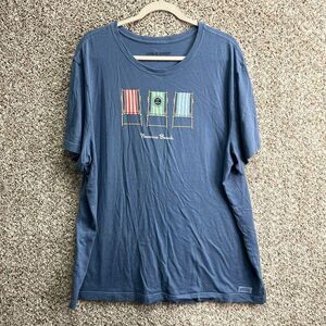 Life Is Good T-Shirt Men’s XXL Crusher-Lite Blue Navarre Beach Chairs Graphic